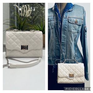 Steve Madden White Quilted Crossbody or Shoulder Bag
